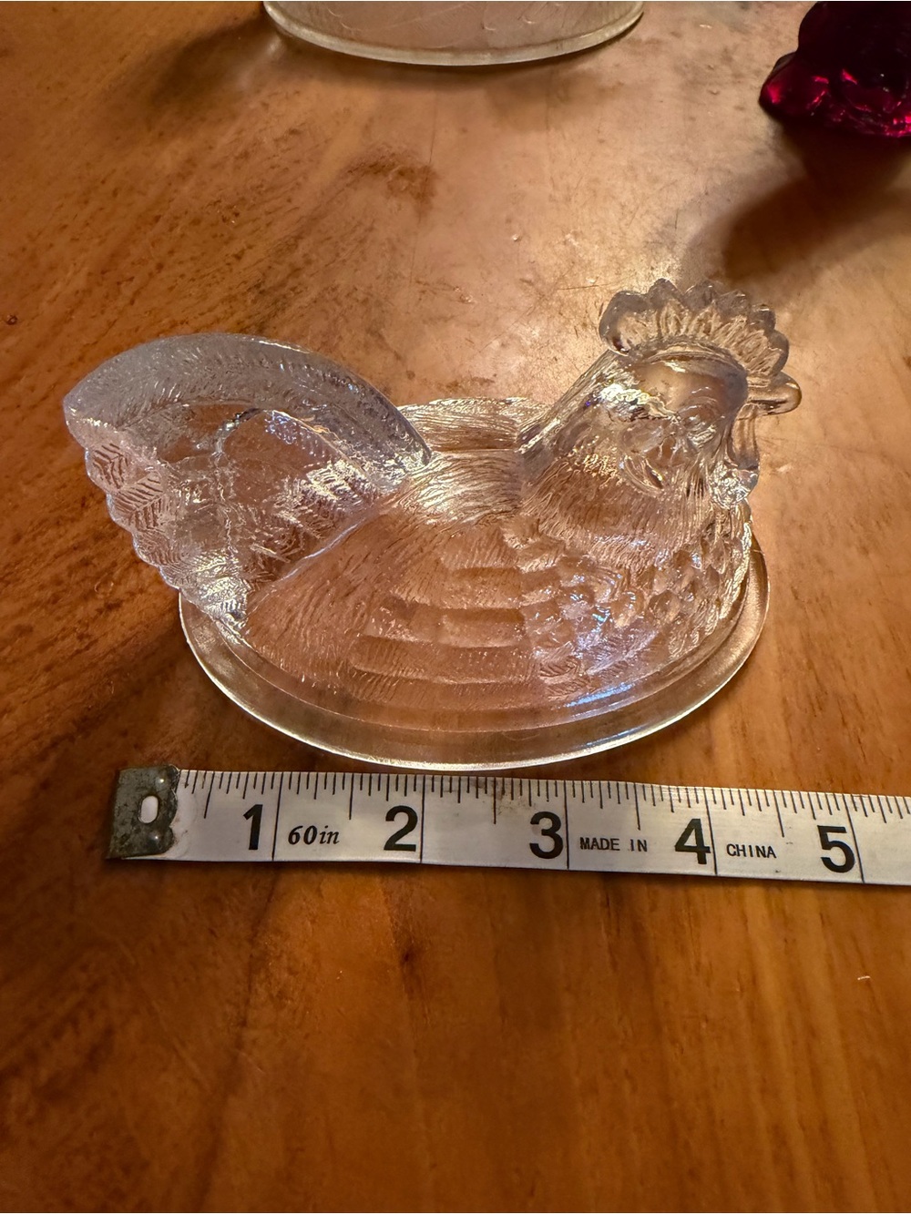 Mosser Clear Glass rooster TOP ONLY NEW PERFECT CONDITION
